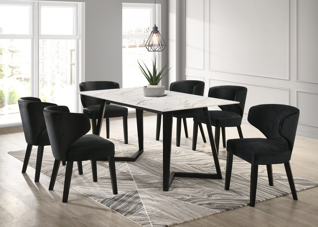 Hamilton Black Dining Table + 6 Chair Set