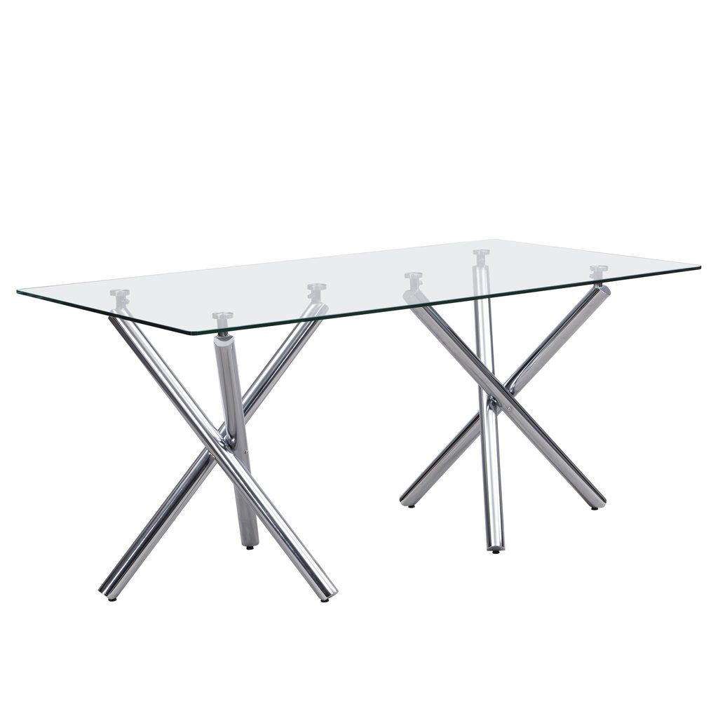 D201 White - Glass Table + 6 Chairs