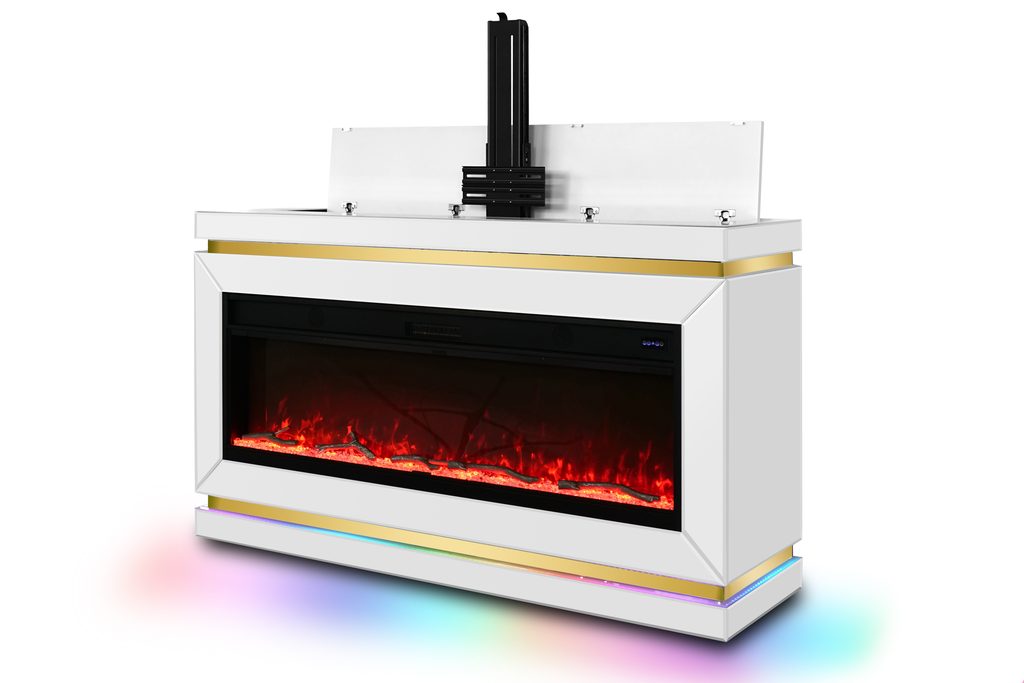 A94 TV Stand w/Fireplace (White)